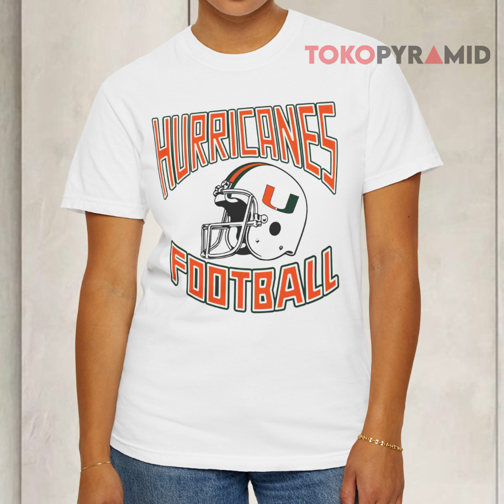 80s Vintage Miami Hurricanes Helmet Football White T shirt 80s Vintage Miami Hurricanes Helmet Football White T shirt