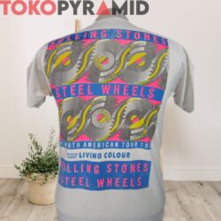80s Vintage Rolling Stones 1989 Steel Wheels Tour Living Colour The North American Tour 2 sided T shirt back