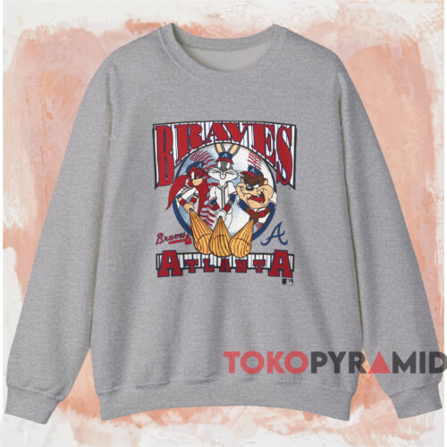 90s Atlanta Braves Looney Tunes Shirt Grey Sweatshirt