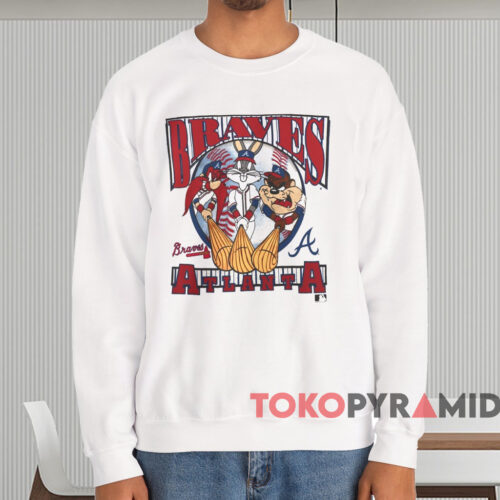 90s Atlanta Braves Looney Tunes Shirt White Sweatshirt