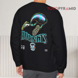 90s Charlotte Hornets Busting Through Shirt Vintage Double Sided Sweatshirt Back