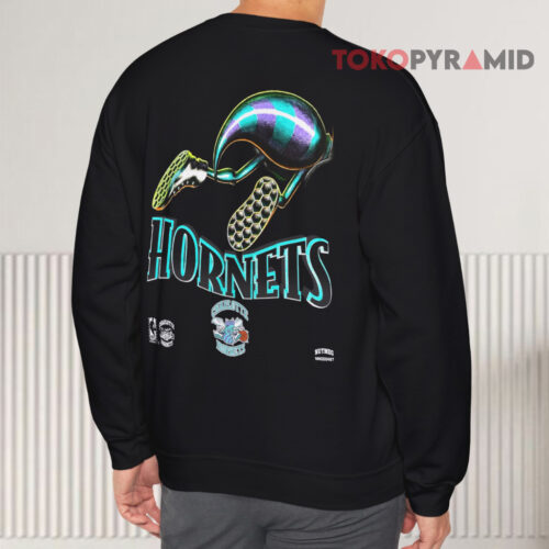 90s Charlotte Hornets Busting Through Shirt Vintage Double Sided Sweatshirt Back