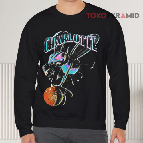 90s Charlotte Hornets Busting Through Shirt Vintage Double Sided Sweatshirt Front