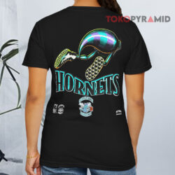90s Charlotte Hornets Busting Through Shirt Vintage Double Sided T shirt Back