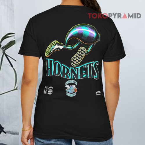 90s Charlotte Hornets Busting Through Shirt Vintage Double Sided T shirt Back