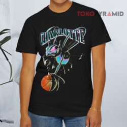90s Charlotte Hornets Busting Through Shirt Vintage Double Sided T shirt Front