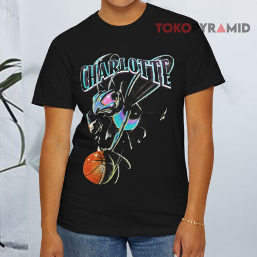 90s Charlotte Hornets Busting Through Shirt Vintage Double Sided T shirt Front