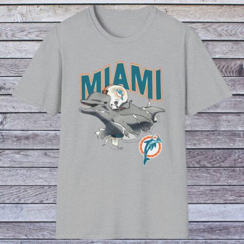 90s Miami Dolphins Break Through Shirt Grey T shirt 90s Miami Dolphins Break Through Shirt Grey T shirt