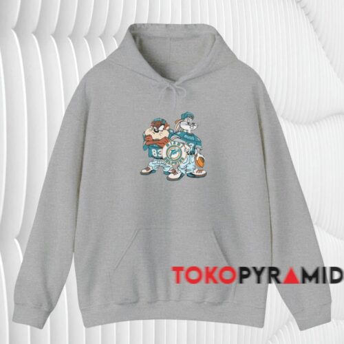 90s Miami Dolphins Looney Tunes Shirt Grey Hoodie