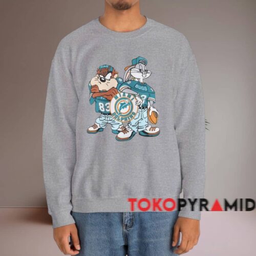 90s Miami Dolphins Looney Tunes Shirt Grey Sweatshirt