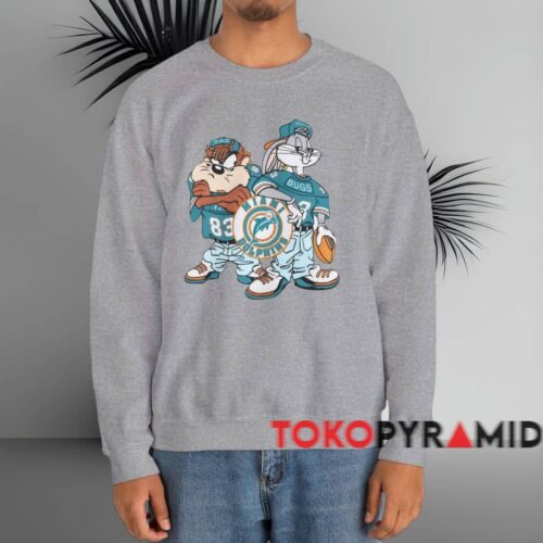 90s Miami Dolphins Looney Tunes Shirt Grey Sweatshirt
