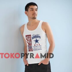 AFC Vs NFC Dallas Cowboys 1993 Super Bowl XXVII Champions T-shirt 3 90s Vintage AFC Vs NFC Dallas Cowboys 1993 Super Bowl XXVII NFC Champions Rose Bowl Pasadena White Tank Top
