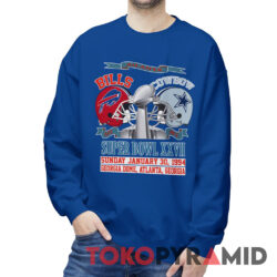 90s Vintage AFL NFC Dallas Cowboys Buffalo Bills 1994 Super Bowl XXVIII Georgia Dome Atlanta Rare Sweatshirt