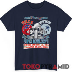 90s Vintage AFL NFC Dallas Cowboys Buffalo Bills 1994 Super Bowl XXVIII Georgia Dome Atlanta Rare Tee