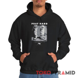 90s Vintage Black Pray Hard Shirt Ripped Jeans 1 Thessalonians 517 Christian Bible Quote Hoodie