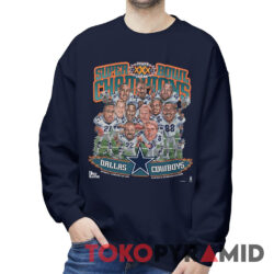 90s Vintage Dallas Cowboys Caricature 1996 Super Bowl XXX Champions Rare Sweatshirt