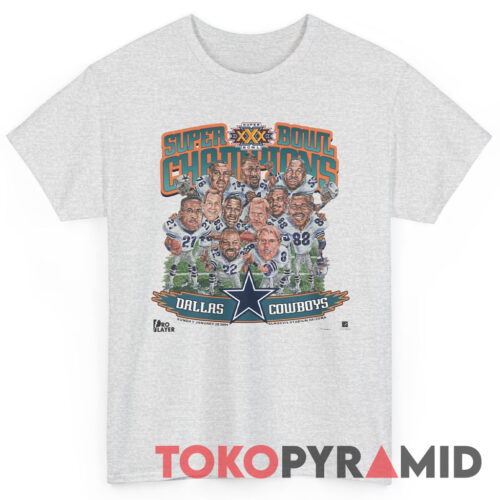 90s Vintage Dallas Cowboys Caricature 1996 Super Bowl XXX Champions Rare Tee