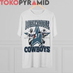 90s Vintage Dallas Cowboys Emmitt Smith Michael Irvin 1992 Double Trouble Rare Grey Tee