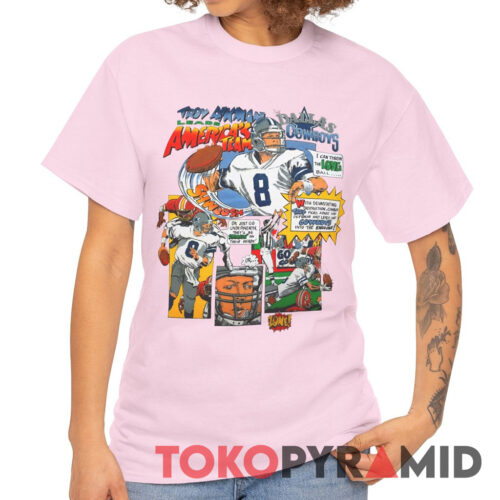 90s Vintage Dallas Cowboys Troy Aikman Comic Rare Shirt 90s Vintage Dallas Cowboys Troy Aikman Comic Rare Shirt