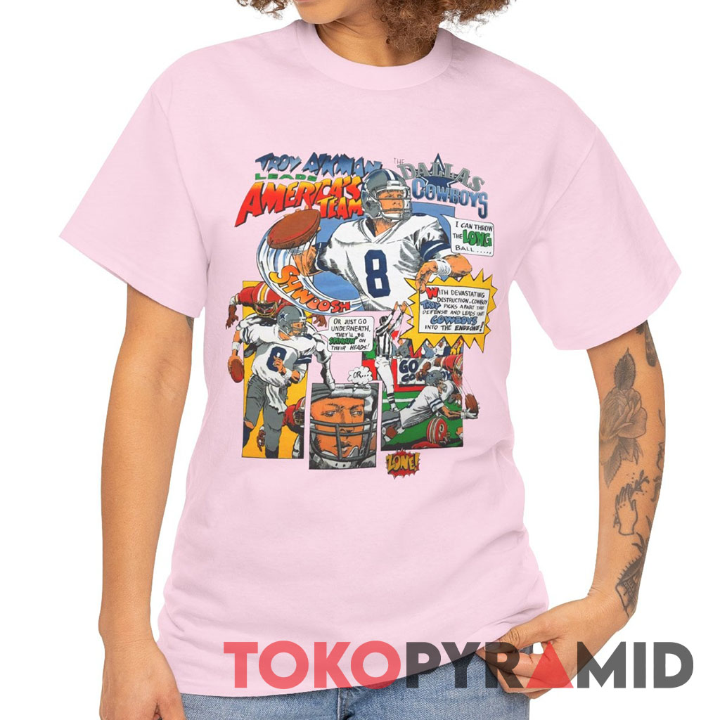 90s Vintage Dallas Cowboys Troy Aikman Comic Rare Shirt 90s Vintage Dallas Cowboys Troy Aikman Comic Rare Shirt