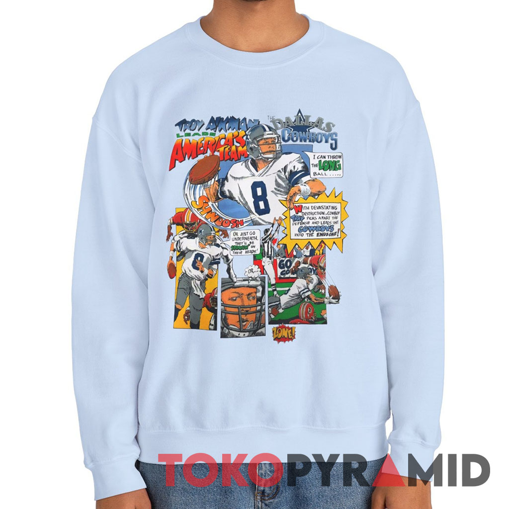 90s Vintage Dallas Cowboys Troy Aikman Comic Rare Sweatshirt 90s Vintage Dallas Cowboys Troy Aikman Comic Rare Sweatshirt
