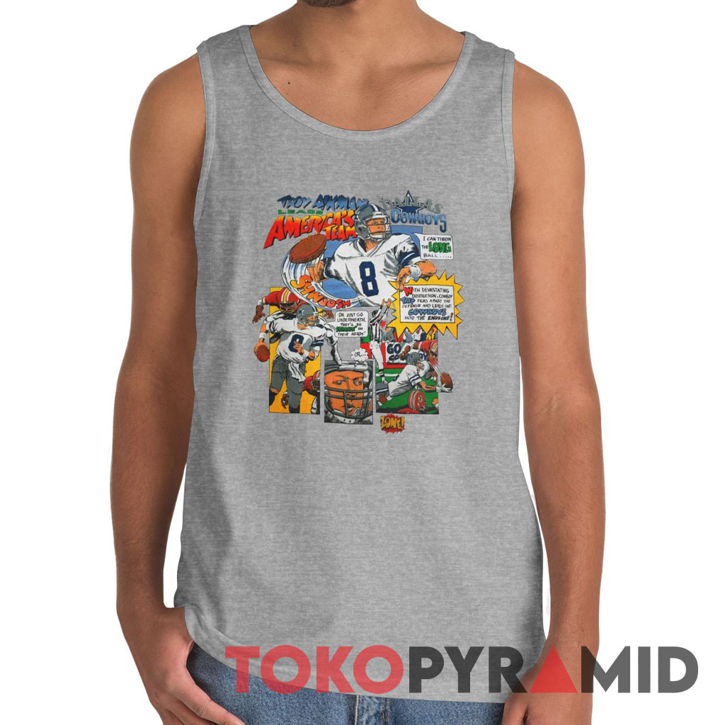 90s Vintage Dallas Cowboys Troy Aikman Comic Rare Tank Top 90s Vintage Dallas Cowboys Troy Aikman Comic Rare Tank Top
