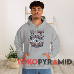 Dallas Cowboys Vs Buffalo Bills Super Bowl XXVII 1992 T-shirt 3 90s Vintage Dallas Dallas Cowboys Vs Buffalo Bills Super BowlSuper Bowl XXVII Champions 1992 Grey Hoodie