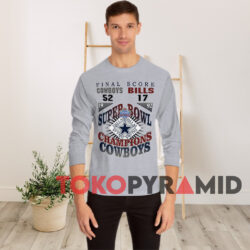 Dallas Cowboys Vs Buffalo Bills Super Bowl XXVII 1992 T-shirt 4 90s Vintage Dallas Dallas Cowboys Vs Buffalo Bills Super BowlSuper Bowl XXVII Champions 1992 Grey Long Sleeve