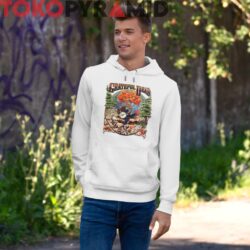 90s Vintage Grateful Dead 1994 Fall Tour Skeleton Playing Banjo 2 Sided Rare White Hoodie