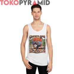 90s Vintage Grateful Dead 1994 Fall Tour Skeleton Playing Banjo 2 Sided Rare White Tank Top