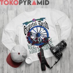 Grateful Dead 1994 The Wheel Summer Tour Bound To Cover Just A Little More Ground 2-Sided Shirt 3 90s Vintage Grateful Dead 1994 The Wheel Summer Tour Bound To Cover Just A Little More Ground 2 Sided Rare White Sweatshirt