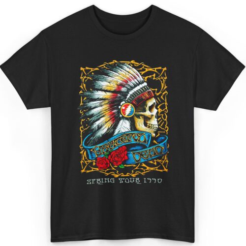 90s Vintage Grateful Dead Spring Tour 1990 Native Skull Rare Shirt