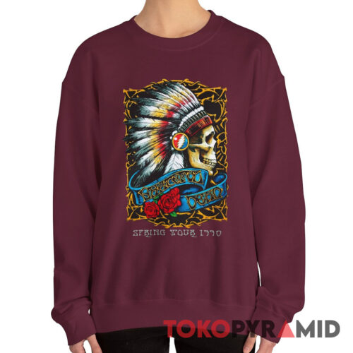 90s Vintage Grateful Dead Spring Tour 1990 Native Skull Rare Sweatshirt