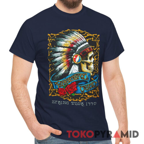 90s Vintage Grateful Dead Spring Tour 1990 Native Skull Rare T Shirt
