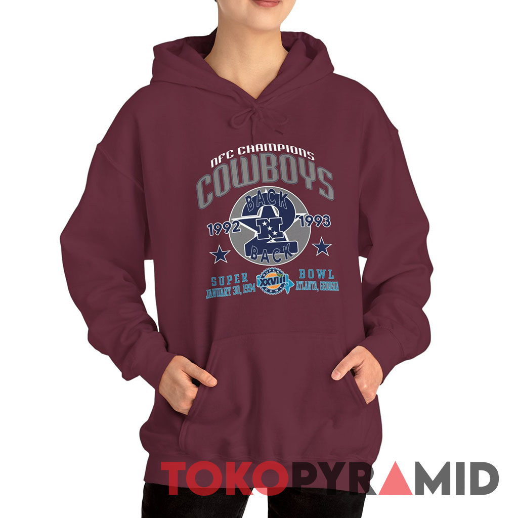90s Vintage NFC Champions Dallas Cowboys 1992 1993 Back to Back Super Bowl XXVIII Hoodie 90s Vintage NFC Champions Dallas Cowboys 1992 1993 Back to Back Super Bowl XXVIII Hoodie