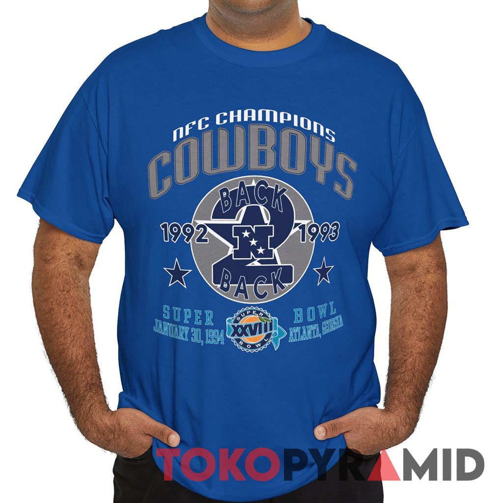 90s Vintage NFC Champions Dallas Cowboys 1992 1993 Back to Back Super Bowl XXVIII Tee 90s Vintage NFC Champions Dallas Cowboys 1992 1993 Back to Back Super Bowl XXVIII Tee
