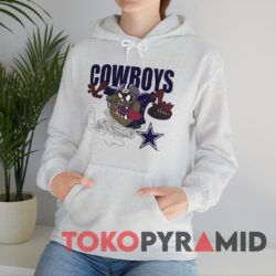 90s Vintage NFL 1996 Dallas Cowboys Looney Tunes Tasmanian Devil Unique T-shirt 4 90s Vintage NFL 1996 Dallas Cowboys Looney Tunes Tasmanian Devil Grey Hoodie