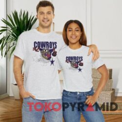 90s Vintage NFL 1996 Dallas Cowboys Looney Tunes Tasmanian Devil Grey T shirt