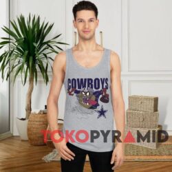 90s Vintage NFL 1996 Dallas Cowboys Looney Tunes Tasmanian Devil Unique T-shirt 3 90s Vintage NFL 1996 Dallas Cowboys Looney Tunes Tasmanian Devil Grey Tank Top