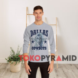 90s Vintage NFL Dallas Cowboys 1996 Helmet Rare T-shirt 3 90s Vintage NFL Dallas Cowboys 1996 Old Helmet Grey Long Sleeve