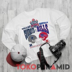 90s Vintage NFL Dallas Cowboys Buffalo Bills 1993 Super Bowl XXVII T-shirt 2 90s Vintage NFL Dallas Cowboys Buffalo Bills 1993 Super Bowl XXVII Rose Bowl Pasadena White Long Sleeve