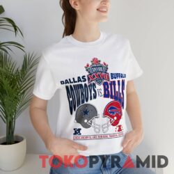 90s Vintage NFL Dallas Cowboys Buffalo Bills 1993 Super Bowl XXVII Rose Bowl Pasadena White T shirt