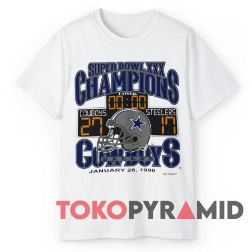 90s Vintage NFL Dallas Cowboys Pittsburgh Steelers 1996 Super Bowl XXX Champions Rare T shirt 90s Vintage NFL Dallas Cowboys Pittsburgh Steelers 1996 Super Bowl XXX Champions Rare T shirt