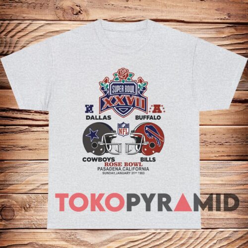 90s Vintage NFL Super Bowl XXVII Dallas Cowboys and Buffalo Bills Rose Bowl Pasadena 1993 Unique T shirt