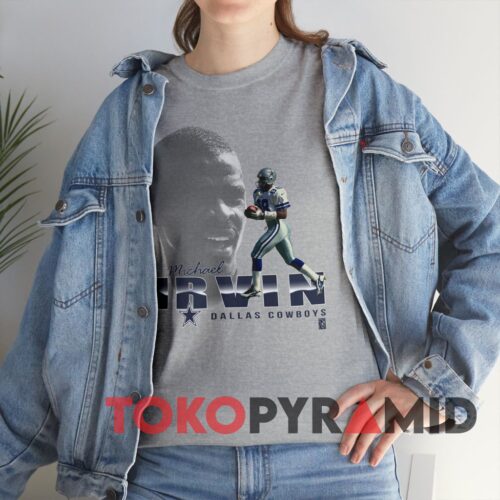 90s Vintage Rare Dallas Cowboys Michael Irvin Photo Grey T shirt