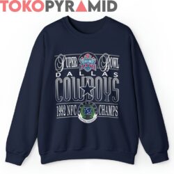 90s Vintage Super Bowl XXVII Dallas Cowboys 1992 NFC Champs Football Conference NFL Rare Tee 2 90s Vintage Super Bowl XXVII Dallas Cowboys 1992 NFC Champs Football Conference NFL Navy Long Sleeve