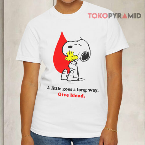 A Little Goes A Long Way Give Blood Snoopy White T shirt A Little Goes A Long Way Give Blood Snoopy White T shirt