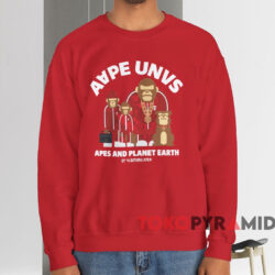 Aape Unvs Apes And Planet Earth T-shirt 4 Aape Unvs Apes And Planet Earth T shirt Red Sweatshirt