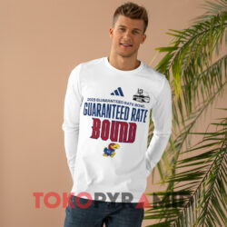 Kansas Jayhawks 2023 Guaranteed Rate Bound Shirt 4 Adidas Kansas Jayhawks 2023 Guaranteed Rate Bowl Bound White Long sleeved