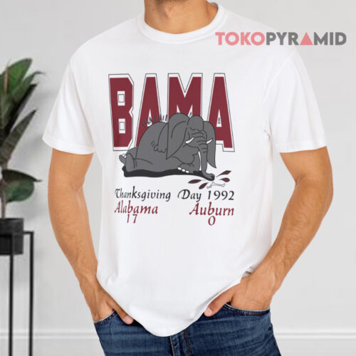 Alabama Auburn Thanksgiving Day 1992 White T shirt